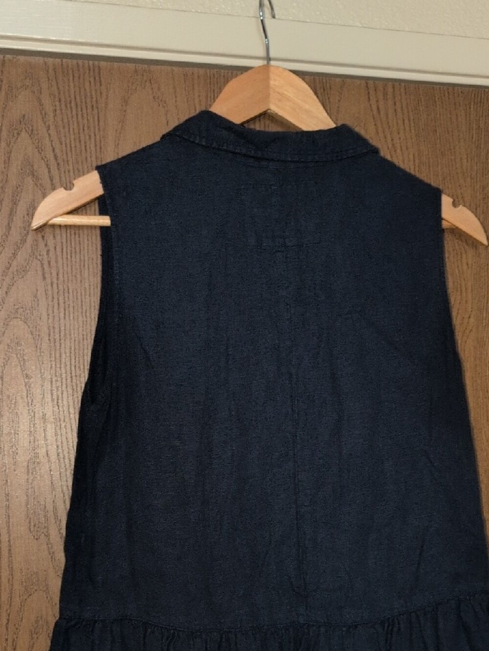 Frank & Eileen Navy 100% Linen Sleeveless Collared Maxi Sundress - Picture 7 of 8